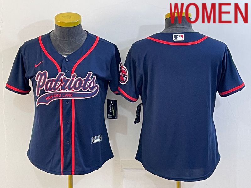 Women New England Patriots Blank Blue 2022 Nike Co branded NFL Jerseys